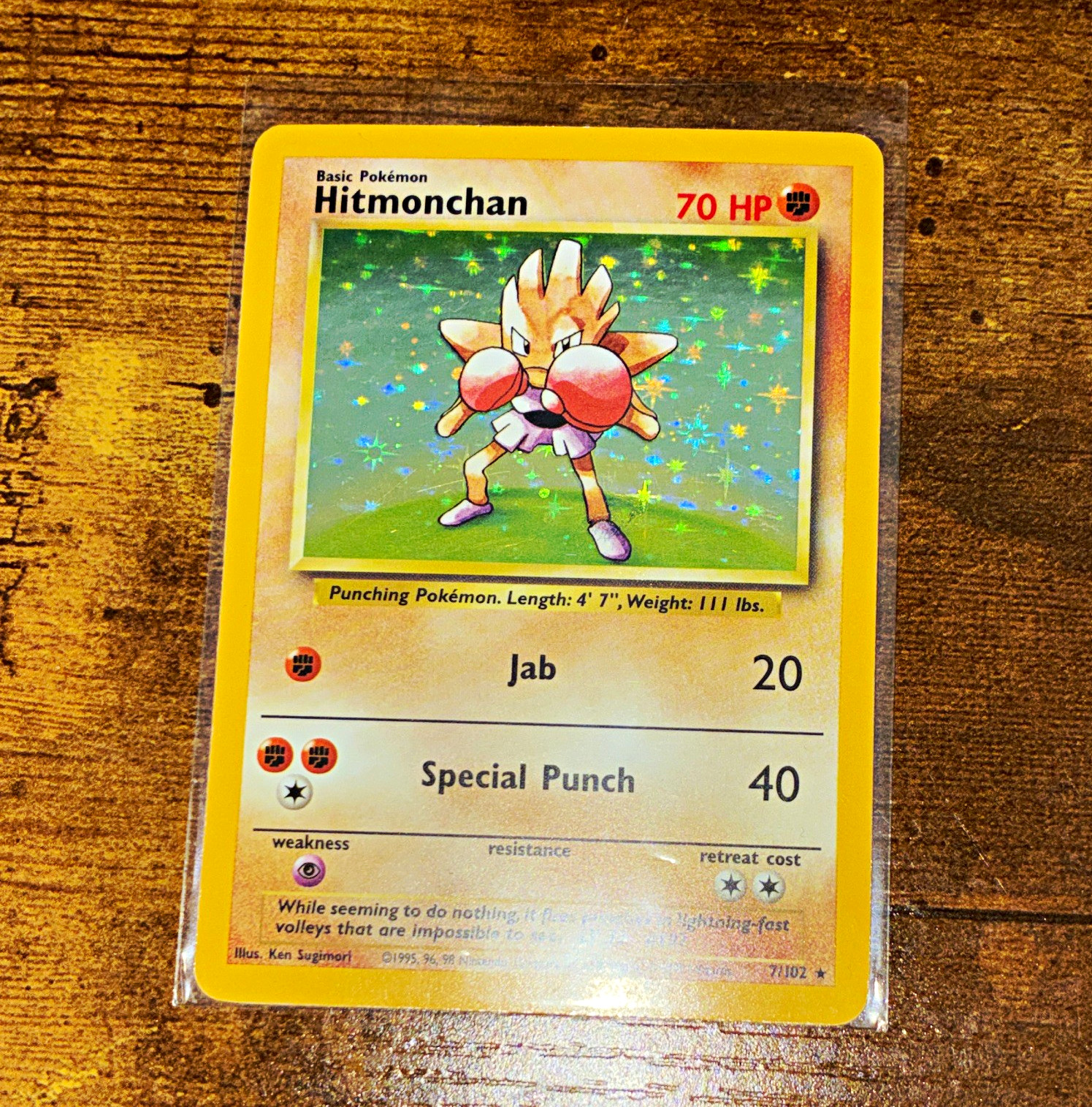 1999 Pokemon TCG Base Set Hitmonchan Holo 7/102 Unlimited Edition