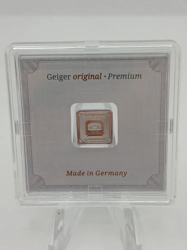 Geiger Edelmetalle Schloss Güldengossa 1g .999 Fine Silver Square Bar In Assay