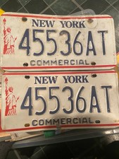 2 80's Commercial New York Liberty License Plates 45536AT Rust/Bent/Wear t2