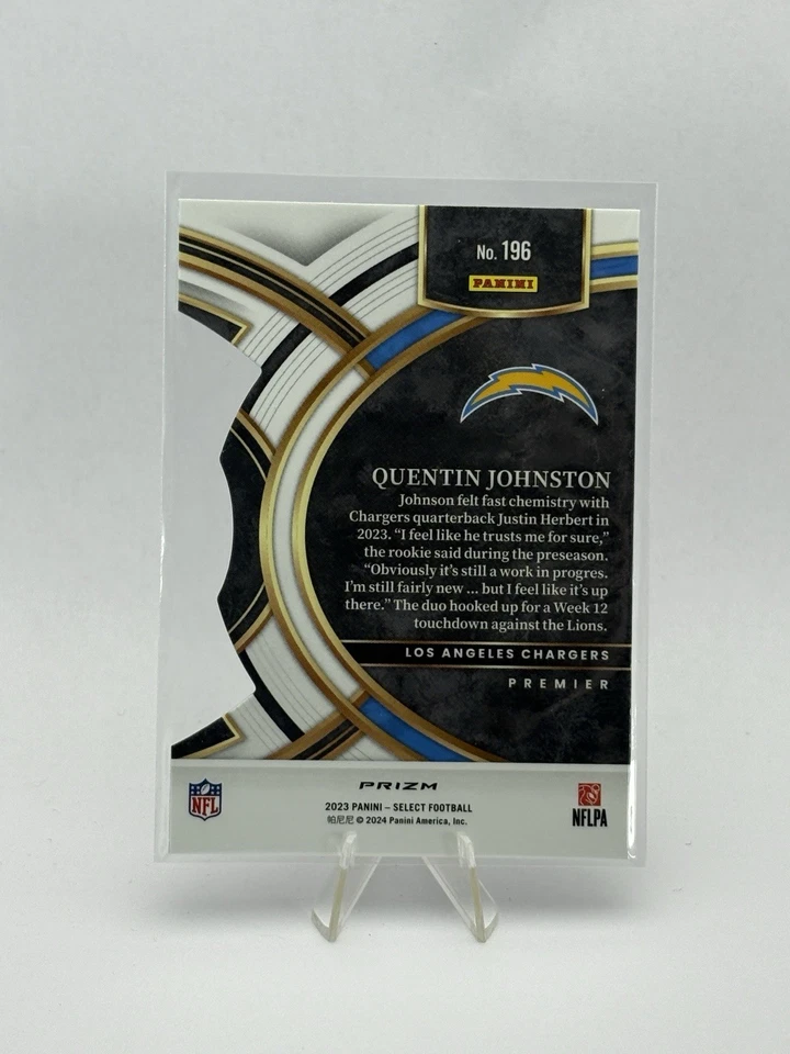 2023 Select Premier Level #196 Quentin Johnston Silver Prizm Die Cut Rookie RC - Image 2 of 2