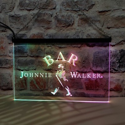 BAR Johnnie Walker Whiskey LED Neon Light Sign Featuring Colorful Flowing Effect