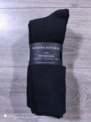 Banana Republic Socks Mens Dress Socks 6-Pair Soft Cotton Smooth Toe Crew Fit