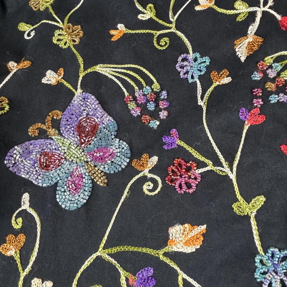 Quacker Factory Jacket Womens Small Black Embroidered Beaded Butterfly Floral - Image 3 of 4