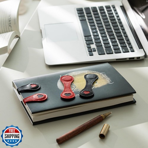 2Pcs Magnetic Leather Bookmarks with Gift Box, Magnetic Pen Holder Book Marks - Imagen 4 de 5