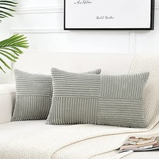 2 Packs Grey Long Lumbar Decorative Throw Pillow 24" x 12" Pack of 2 Gray