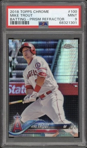 2018 Topps Chrome Mike Trout Prism Refractor #100 PSA 9 Mint Los Angeles Angels