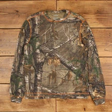 Vintage Realtree Camo T Shirt M Realtree Long Sleeve Waffle Green Tee