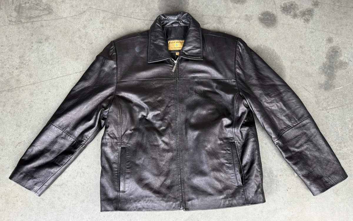 Blouson Bomber Vintage Boston Harbour En Cuir Daim Marron - Taille Homme XL