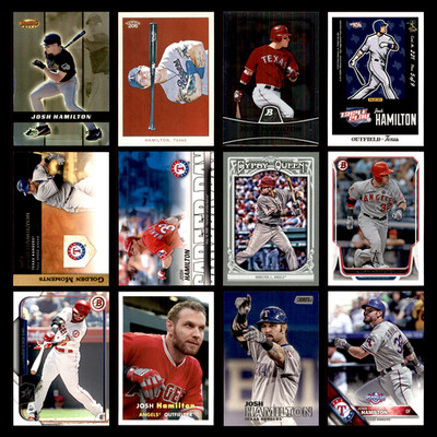 Josh Hamilton Lot 12 Different Baseball Cards 2000-2016 TB/Texas Rangers/Angels