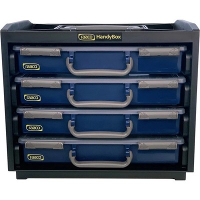 Raaco Trageschrank HandyBox Kunststoff mit 4 Sortimentskoffern blau , 136242