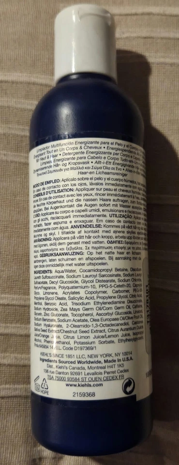 Jabón corporal y champú energizante todo en uno Kiehl's Body Fuel para hombres 8,4 oz sellado Foto 2 de 4