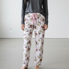 Disney Winnie the Pooh Women  s Pajama Pants Pink Christmas Print Size L