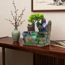 Rockery Fountain Waterfall Feng Shui Desktop Water Sound Atomizing Humidifier