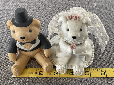 Vintage Russ Wedding Teddy Bears, Bride & Groom