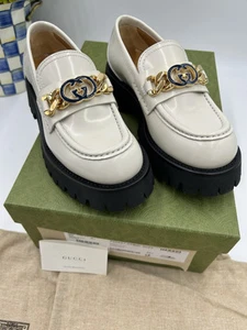 Mocassins femme Gucci Interlocking GG cuir verni taille 36,5 made in Italy