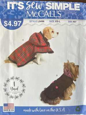 McCall's Dog Coat-It s So Simple sewing pattern - L9496