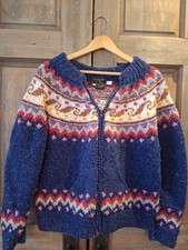 Hand made sweater, wool/cotton, Cowichan, Fair Isle technique but Ecuador.