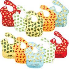 Cute Waterproof Baby Bibs Set with Pocket Quick Clean for Mess Free Mealtime
