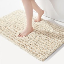 Soft Plush Microfiber Bathroom Rug, Absorbent Non Skid Ivory 24x39