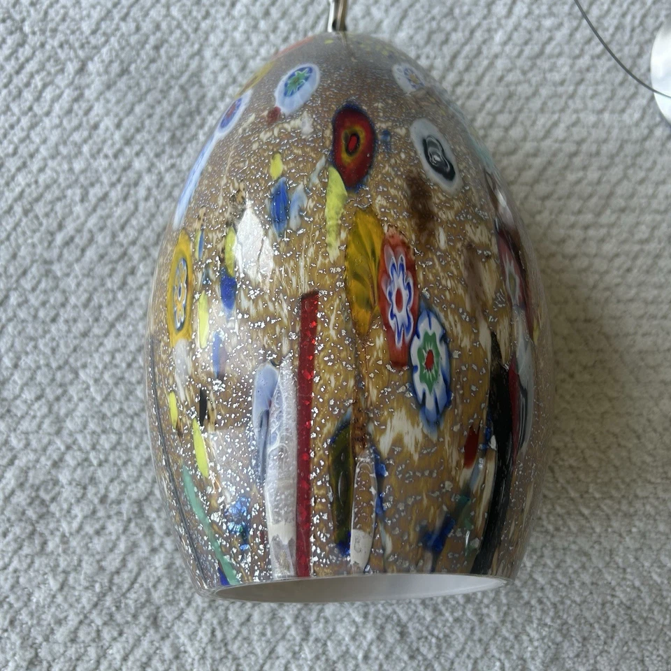 "Lámpara colgante colgante de vidrio estilo Murano Millefiori de 11"" de alto" Foto 3 de 4