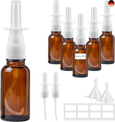 MARKE FURUISING Furuising 6 Stück Nasen Sprühflaschen,20ml Glas Nasenspray, Wiederverwendbar B