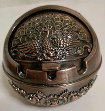 Posacenere Vintage Antivento con Coperchio Lega di Zinco Rame Antico 