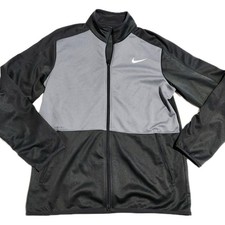 Nike Jacket Mens Medium Gray Black Dri-FIT Full Zip Training Athletic 682979-066