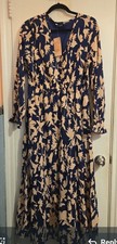 Fashion Blue and Beige Pattern Dress Size Large