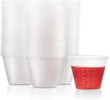 Graduated 1 oz. Plastic Medicine Cups, Detailed Liquid 1 Ounces, Clear 