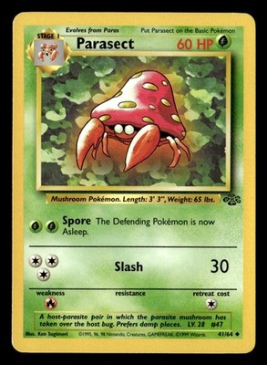 Parasect Uncommon Unlimited Jungle 41/64 MP Pokémon TCG