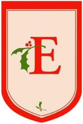 Evergreen Monogram Letter E Estate Flag 28x44 Cream Red Holly Applique Christmas