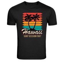 Hawaii Surf Session Palm Trees Retro Sunset T-Shirt