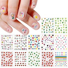 14 Sheets Cute Nail Stickers Kids Nail Art Stickers Decals Self-Adhesive