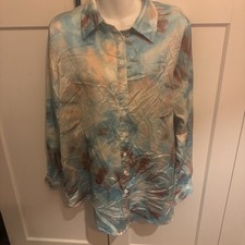 Pretty Little Thing Light Blue Tie Dye Oversized Shirt Size 6 US 10 UK Button Up