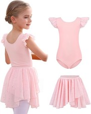 MdnMd Long Skirt Ballet Dance Leotards 4-6 Years, Combo ballet Pink Ruffle 