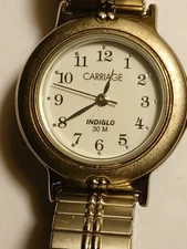  “Carriage by Timex Women’s Indiglo Quartz Watch – Gold Tone, New Battery 
