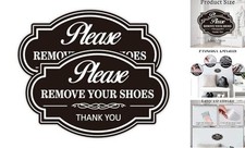 2PCS Remove Your Shoes Sign, Self-Adhesive Durable Please Remove Shoes Sign 55