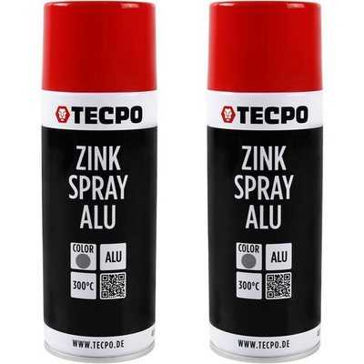 2x TECPO ZINK SPRAY ALU HELL 400 ml bis 300°C GRUNDIERUNG ROSTSCHUTZ ZINKSPRAY