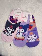 Hello Kitty Friend Kuromi Purple  Pink Ankle Socks One Size 4-10 Shoe Set Of 3