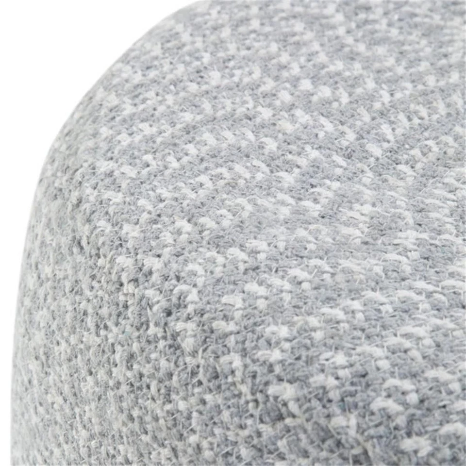 Trent Home Boho Round Braided Pouf in Blue and Natural Cotton - Image 3 of 4