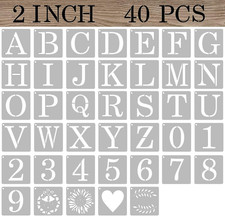 2 Inch Letter Stencils Numbers Craft Stencils, 40 Pcs Reusable Plastic Alphabet