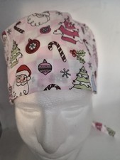 PINK CHRISTMAS Handmade SURGICAL SCRUB CAPS