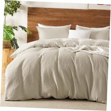 Waffle Weave Duvet Cover Set King Size,Soft Breathable King 104" 90" Natural