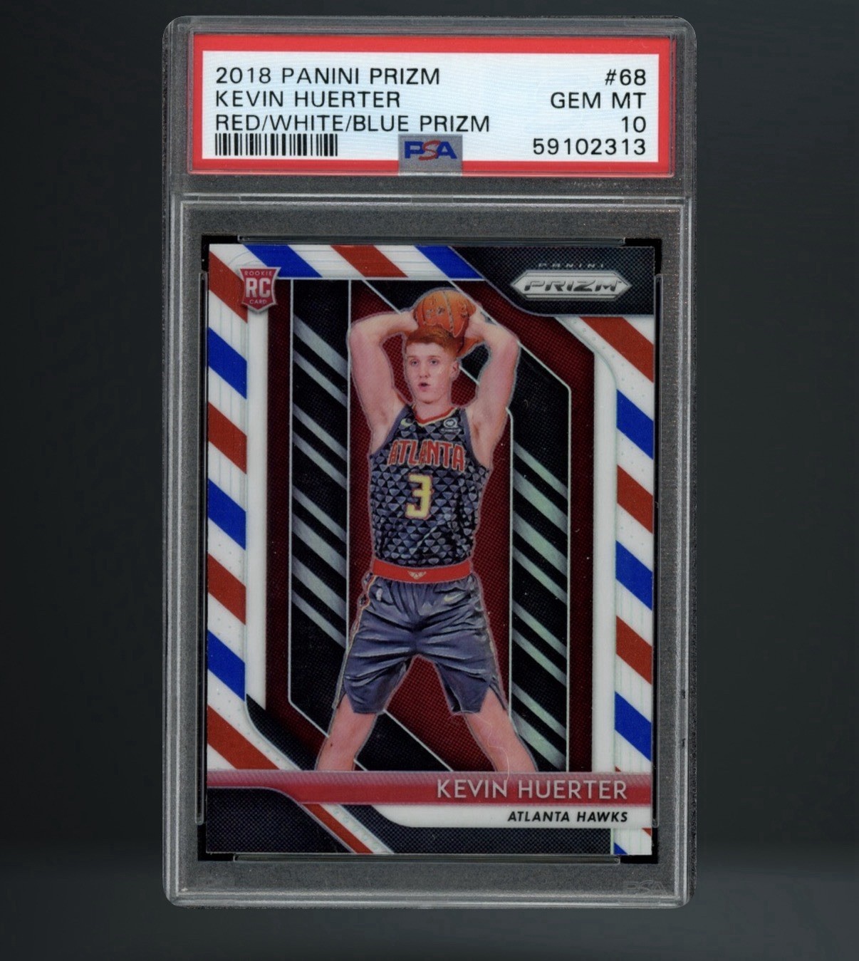 2018 Panini Prizm Kevin Huerter RC Red White Blue Prizm #68 PSA 10 Gem Mint