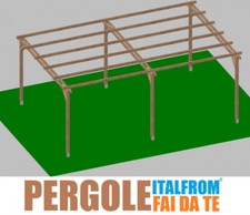 Pergola in Legno Impregnato Gazebo Pergolato Tettoia Pompeiana Interrare 6X4X2,5
