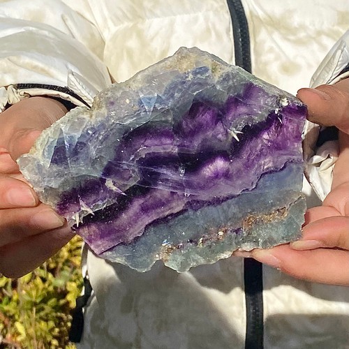296G Natural and beautiful colored fluorite slice quartz crystal mineral sample - Picture 8 of 12