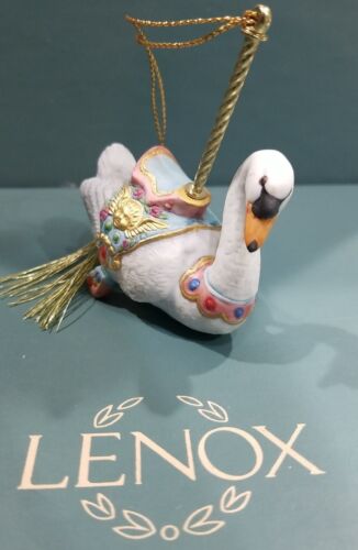 LENOX Vintage White Swan Carousel Christmas Tree Ornament - Picture 1 of 5
