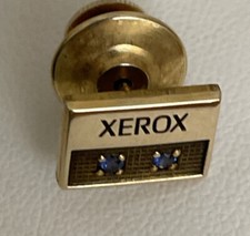 Xerox Lapel Pin Tie Tack Vintage 1/10 10K Gold Filled Blue Stones Gold