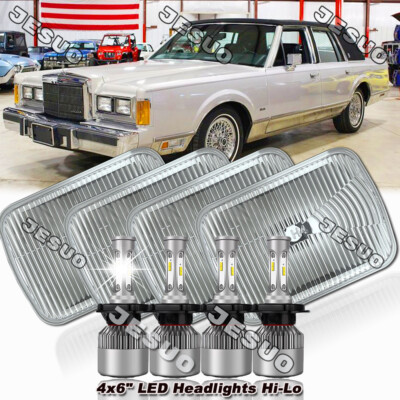 4PCS 4x6'' LED Headlights Hi/Lo DRL Turn Signal for Lincoln Town Car Continental