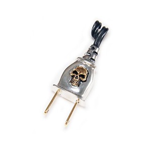 Authentic PINK GOLD PLATED SKULL PLUG 925 STERLING SILVER BIKER GOTHIC PENDANT JO-072